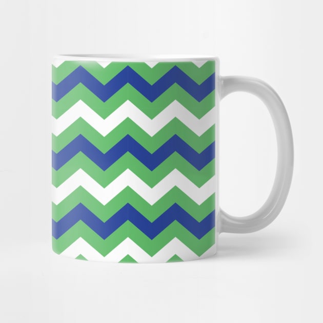 Kelly Green Royal Blue and White Chevron Zigzag Pattern by squeakyricardo